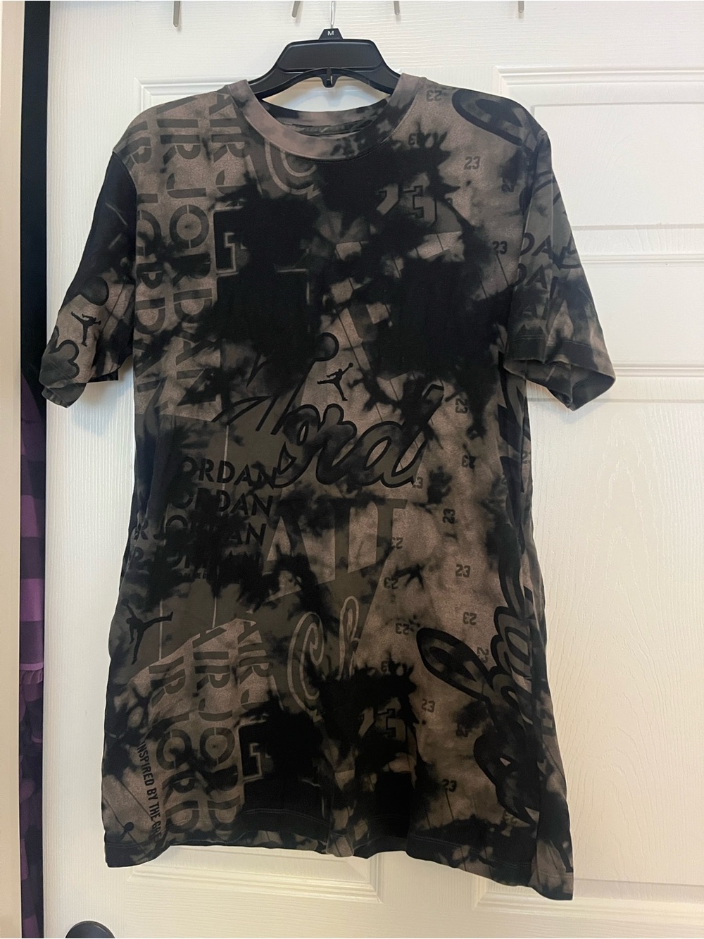 Jordan Black & Gray Tie-Dye Graphic Short Sleeve Tee Dress